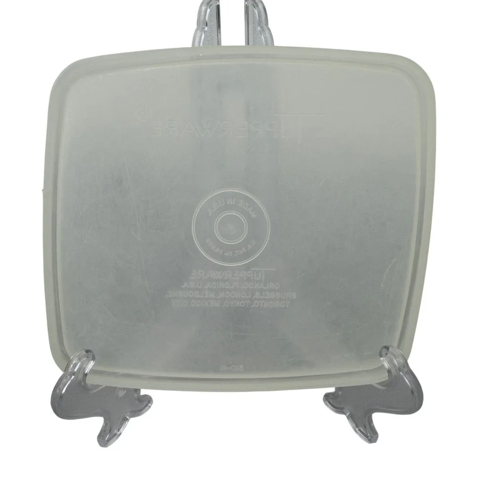 Tupperware 310-41 Square Replacement Lid Sheer White Frosted 5x5 Vintage USA‎